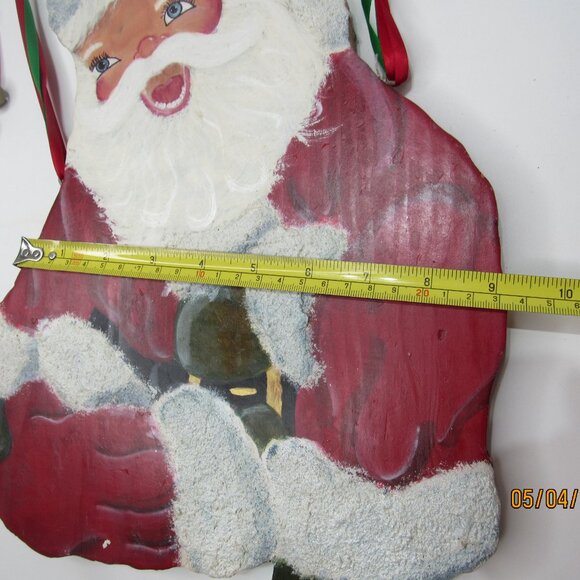 Vintage Wooden Santa Christmas Hand Painted Wall Door Hanging Decor - Picture 3 of 8